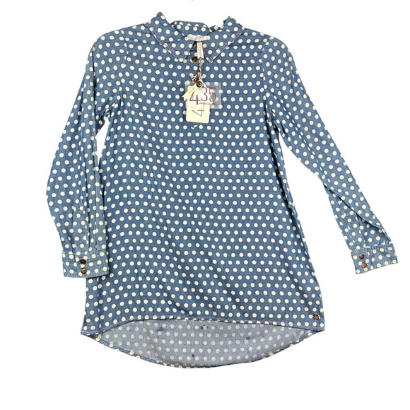 NWT Matilda Jane 435 FROM HEART Polka Dot Hi Lo Tunic Top Blue/White Chambray 14 - Picture 2 of 9